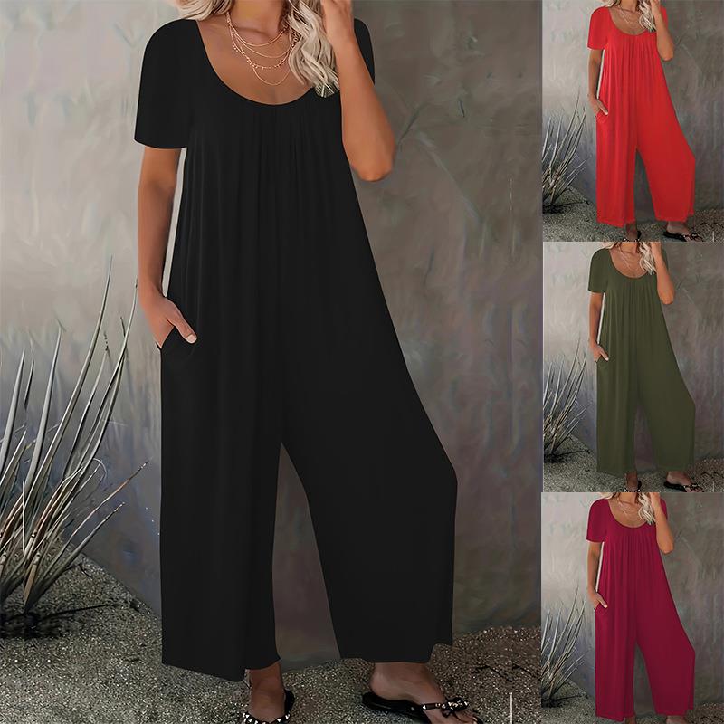 womens plus size fashionable xl-xl solid color jumpsuit
