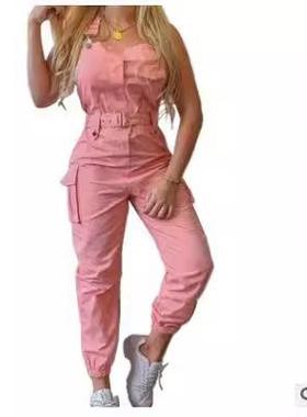 restrained pants overalls workwear pocket sleeveless leg