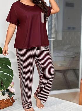 trousers sleeve short pullover neck round loose womens