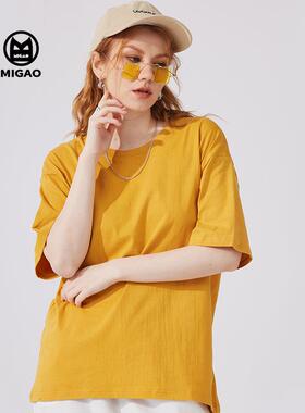 solid pure short printed loose base cotton half T-shirt