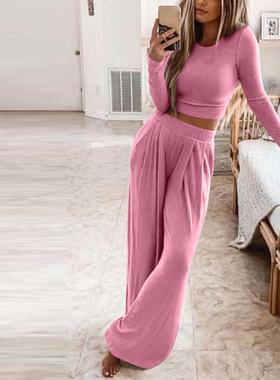 women crop pants solid color ribbing spring autumn sexy