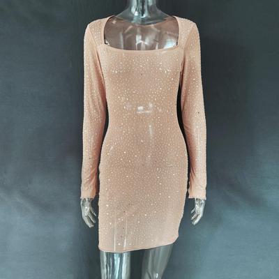 women dress sequin mini dress long square neck sparkly