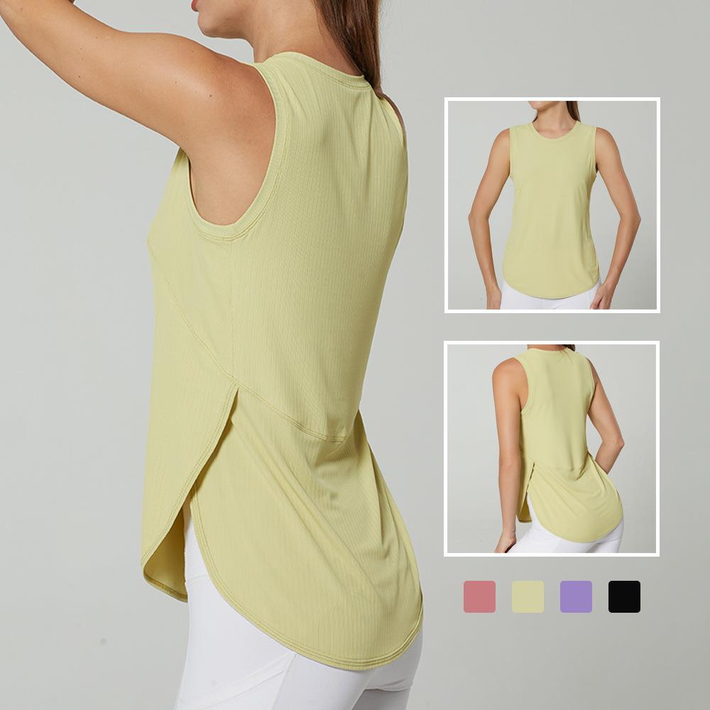 Womens Sleeveless Sports Vest Slit Breathable Quick Dry