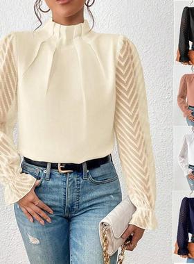 woman pullover solid white lady office elegant women for