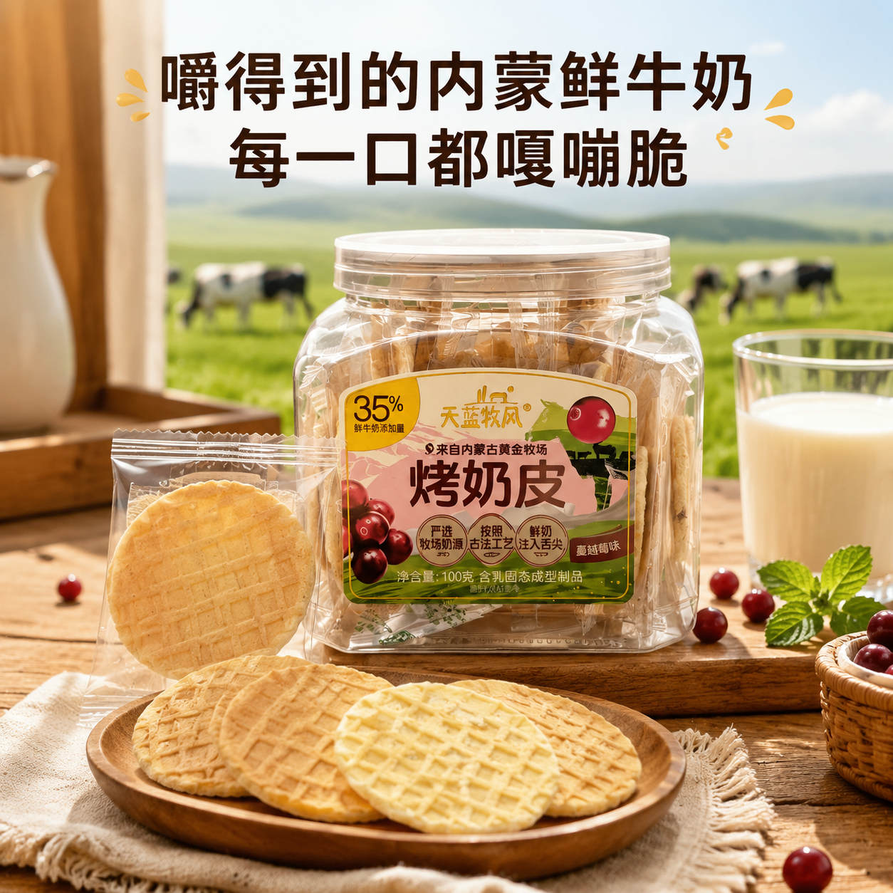 天蓝牧风内蒙古烤奶皮子脆片