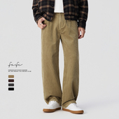 FAFC秋季 潮 男款 灯芯绒重磅纯棉美式 宽松直筒阔腿垂感百搭休闲长裤