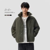 FAFC冬季 90白鸭绒立领加厚保暖羽绒服男潮流纯色休闲百搭防寒外套