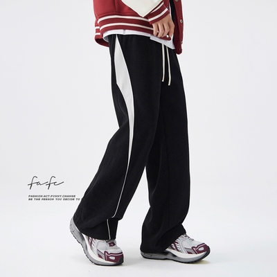 FAFC灯芯绒撞色直筒阔腿休闲裤