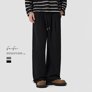 FAFC秋冬季重磅空气层卫裤男款潮流直筒阔腿垂感宽松运动休闲长裤
