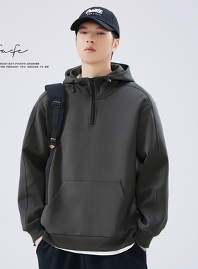 FAFC2024秋季半拉链连帽立领卫衣男款美式宽松休闲套头上衣外套潮