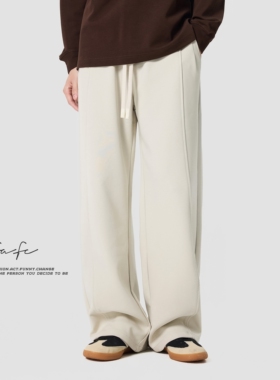 FAFC秋冬季美式Cleanfit重磅空气层休闲裤男宽松直筒阔腿垂感卫裤