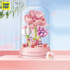 TOPTOY中国积木花束音乐盒八音盒拼装玩具永生花玫瑰花女孩礼物