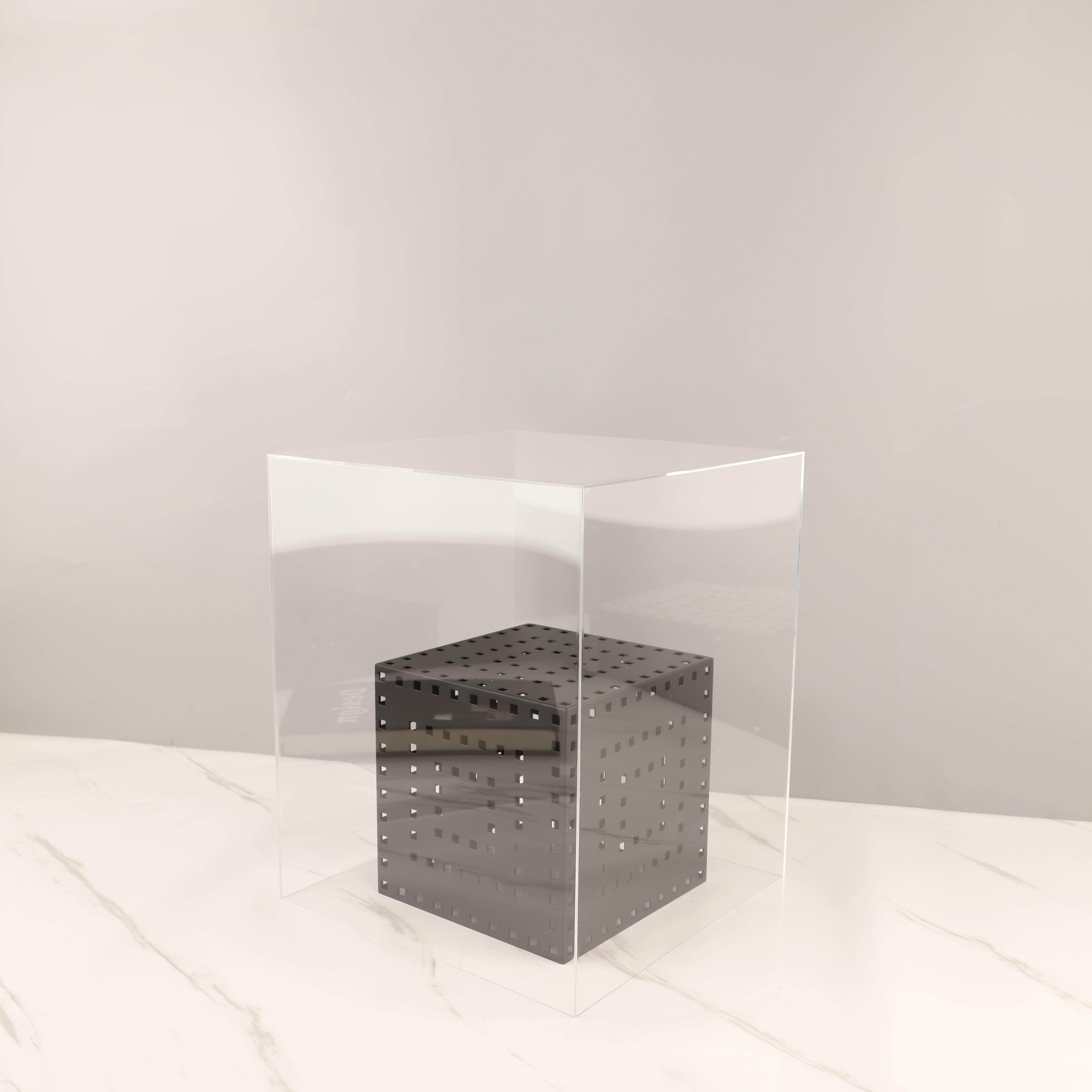 欧式创意几何艺术亚克力金属镂空正方体摆件玄关书房软装家居饰品