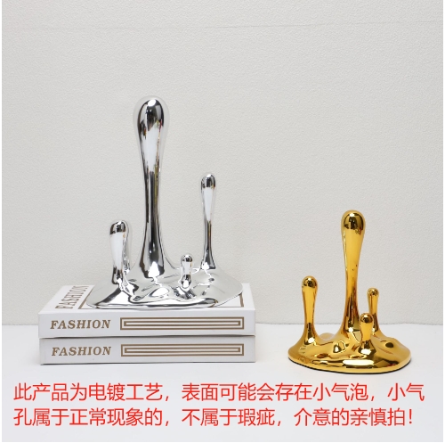 欧式创意电镀水滴形创意摆件客厅样板间电视柜茶几玄关家居装饰品