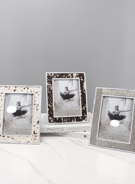 简约几何金属马毛相框装饰摆件