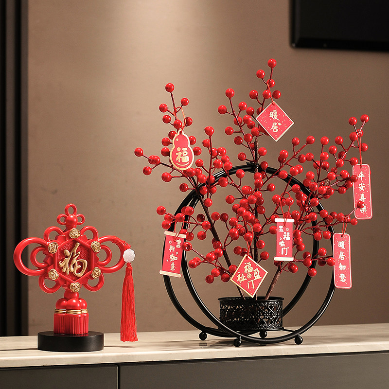 新年装饰2024龙年过年客厅发财果摆件入户乔迁新居布置入宅礼品