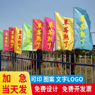 草莓熟了刀旗彩旗定制户外广告旗定做结婚婚庆装饰户外五彩幼儿园旗定制瓜果蔬菜园开业活动庆典路引旗帜定制