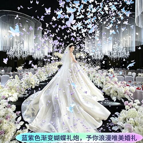 渐变蝴蝶礼花筒结婚生日