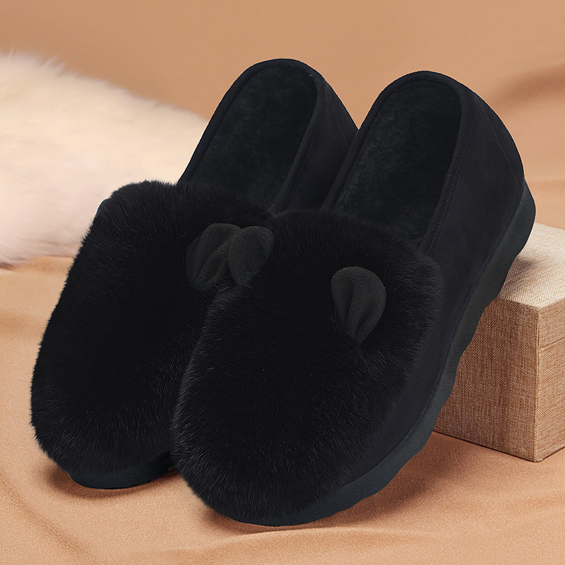 豆豆鞋女冬加绒2025新款一脚蹬外穿黑色软底不累脚秋厚底毛毛棉鞋,女鞋,乐福鞋（豆豆鞋）,淘宝优惠券,粉丝福利购,淘宝优惠卷