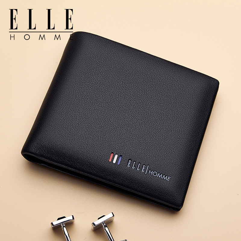 法国ELLE HOMME2025新款男士钱包真皮短款多卡位钱夹高档品牌男包
