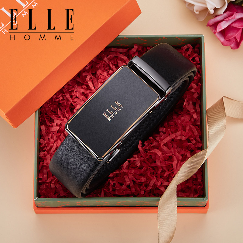 法国ELLE HOMME正品真皮男士皮带头层牛皮2025新款腰带男磨砂感扣