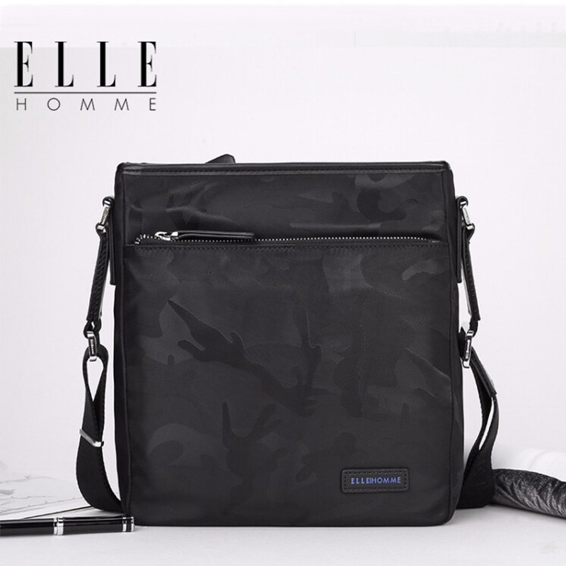 法国ELLE Homme男士公文包真皮单肩斜挎背包男商务高端轻奢侈品牌