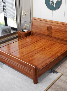 金花梨木实木床现代简约卧室1.8米双人大床菠萝格仿古中式红木床