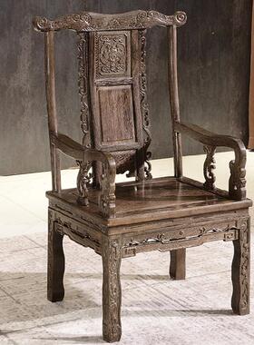 红木太师椅主人椅三件套实木仿古鸡翅木实木圈椅靠背椅新中式家具