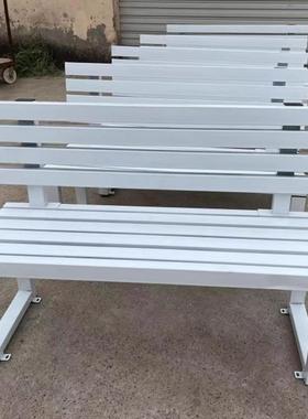 公园椅户外长椅防腐实木靠背休闲座椅庭院商场广场休息长条凳白色