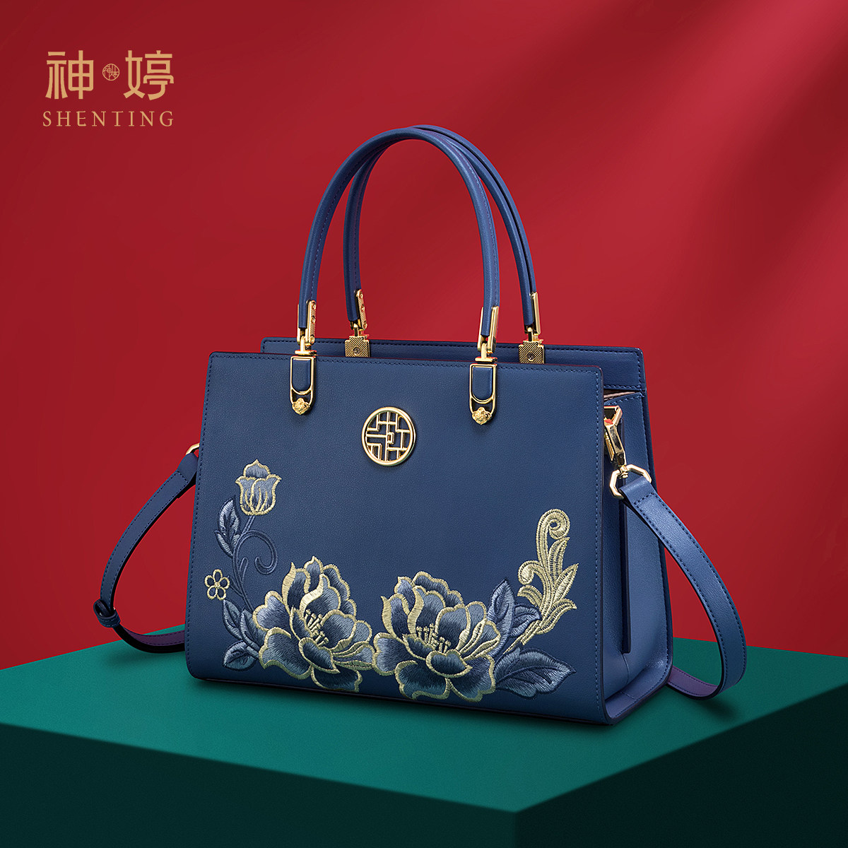 神婷新款国风刺绣手提包时尚斜挎国风高级单肩女包包民族风轻奢