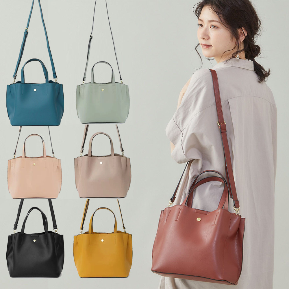 日本正品anello单肩斜挎包中号PU皮革手提包Legato Largo托特女包