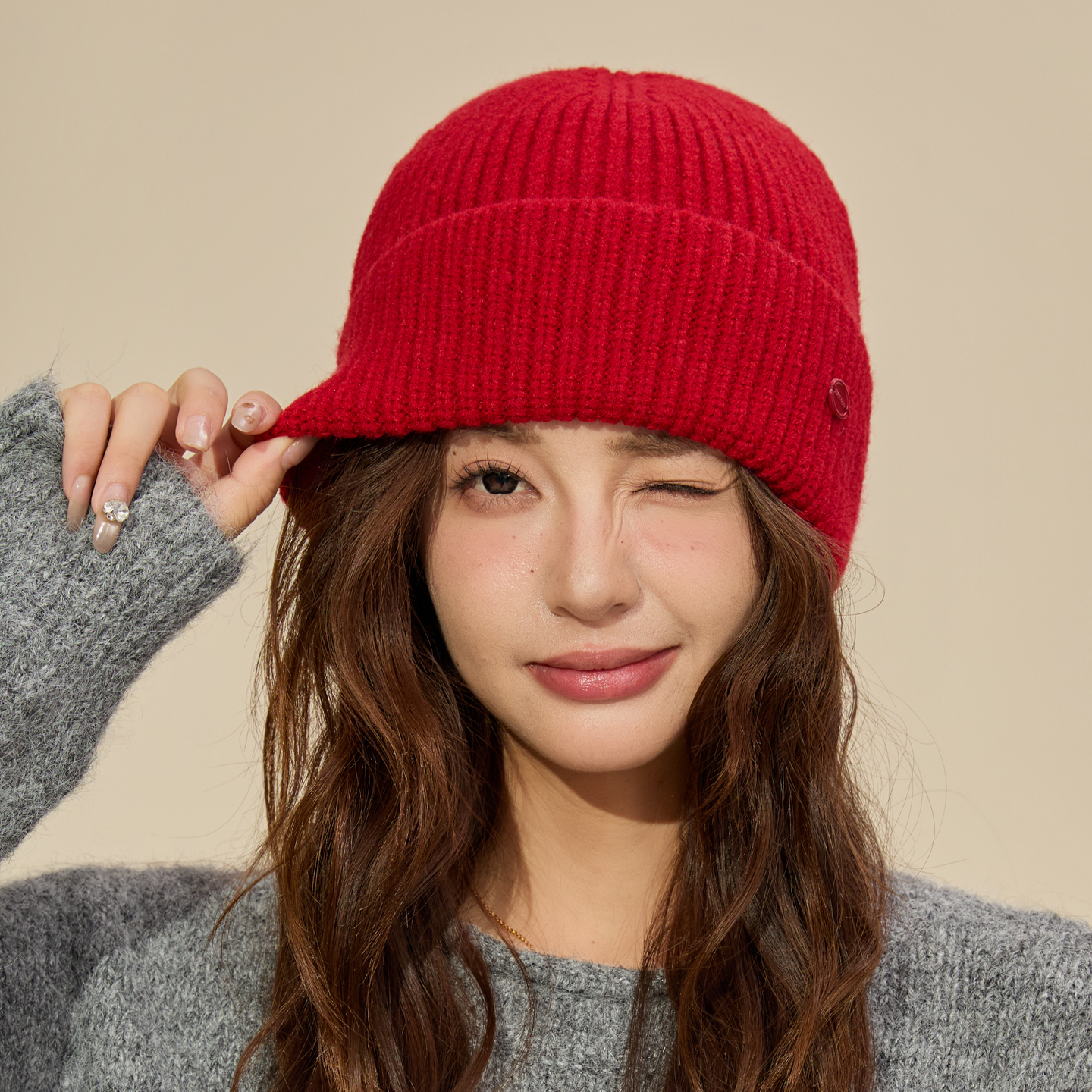 红色保暖帽子时尚洋气