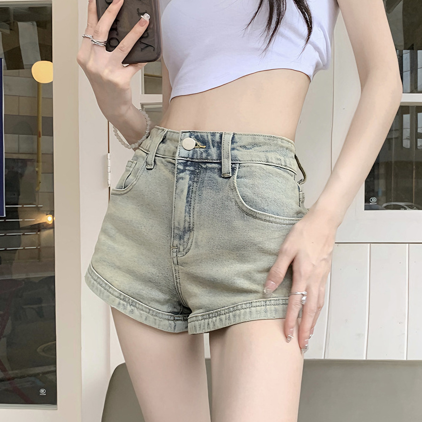 牛仔短裤女2026夏新款复古美式辣妹热裤韩版日系设计感三分休闲裤