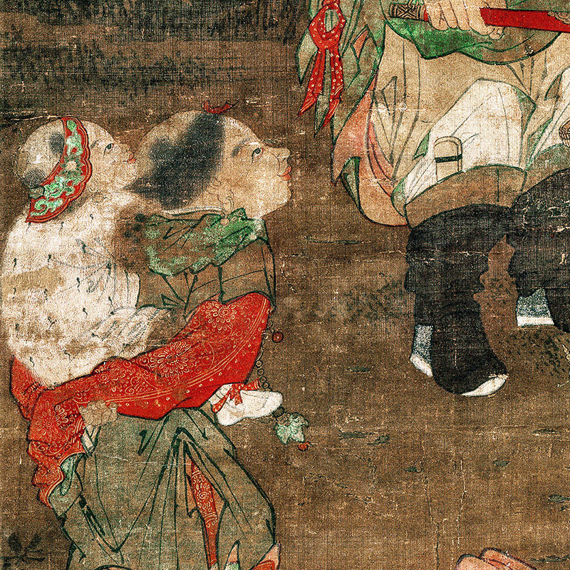北宋 苏汉臣 货郎图绢布画芯宣纸装裱竖轴挂画客厅玄关装饰画临摹