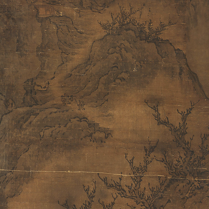 五代 关仝 关山行旅图名家山水风景竖轴装裱客厅玄关书房装饰挂画