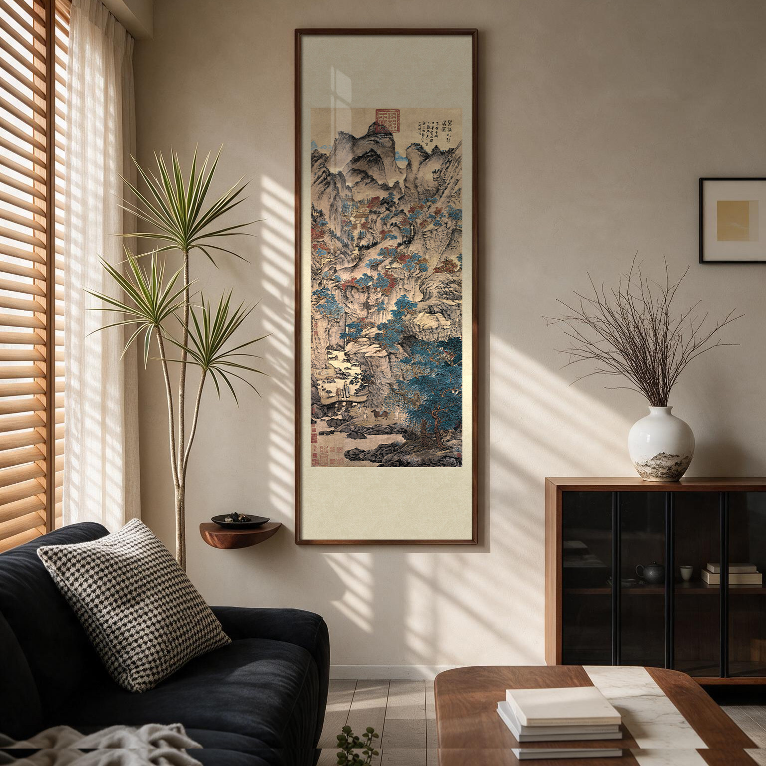 王蒙 葛稚川移居图 宋代美学山水风景国画真迹复刻玄关书房挂画