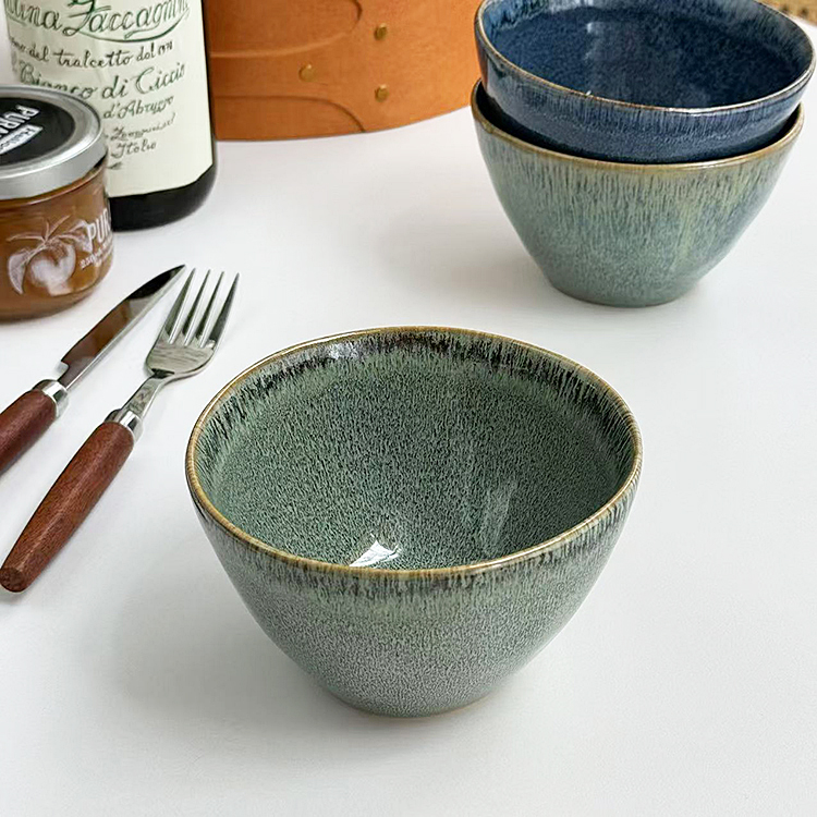 安木良品 外贸出口 日式复古重工窑变高温陶瓷咖啡杯菜盘斗笠饭碗