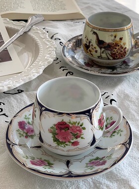 【售完无补】外贸出口中古稀有老货薄胎透光陶瓷茶杯小咖啡杯碟