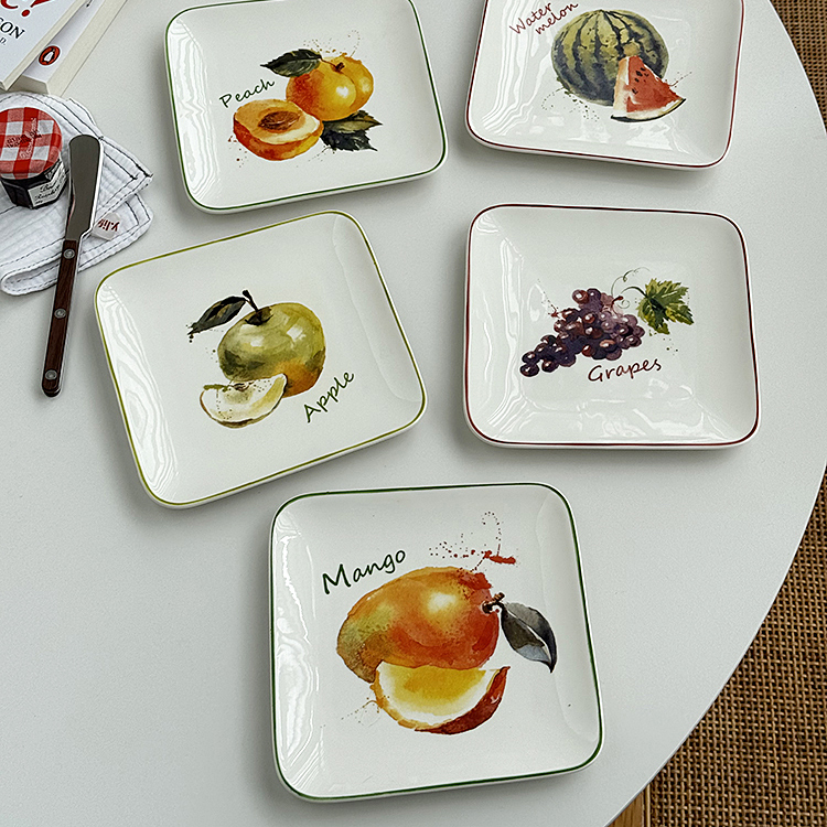 安木良品 出口订单 法式田园复古ins水果图陶瓷零食甜品冷菜碟盘