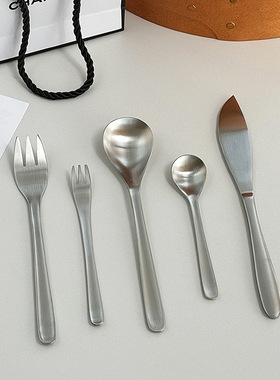 安木良品 韩国ins高级感雾面拉丝哑光304不锈钢刀叉勺子家用餐具