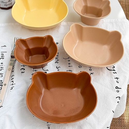 安木良品 出口订单 韩国ins可爱小熊头高温陶瓷甜品汤早餐点心碗