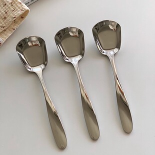 安木良品 大方头不锈钢304勺汤饭早餐酸奶大勺 韩国ins博主同款