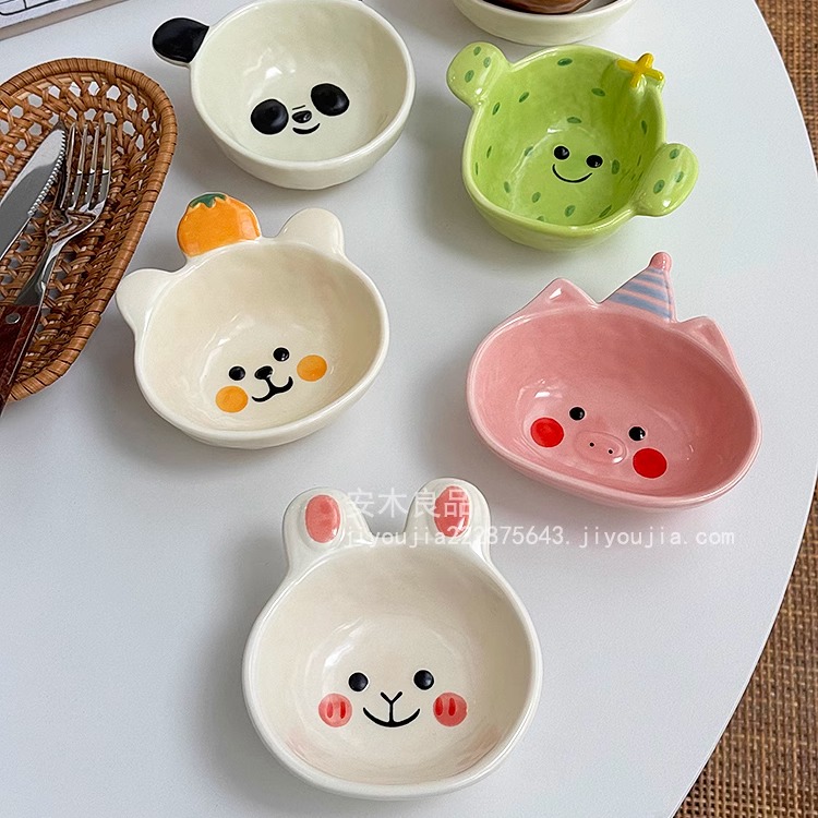 安木良品 大厂订单 超可爱ins风日式卡通创意陶瓷零食点心蘸料碗