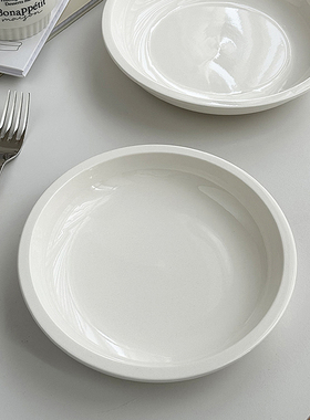 安木良品 外贸出口 韩国ins极简纯白质感反口边陶瓷深碗饭菜餐盘