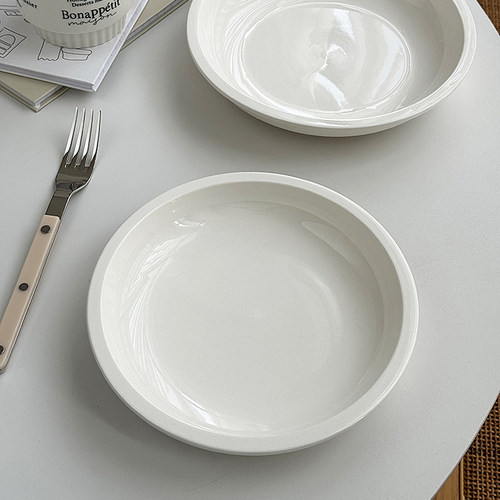 安木良品 外贸出口 韩国ins极简纯白质感反口边陶瓷深碗饭菜餐盘