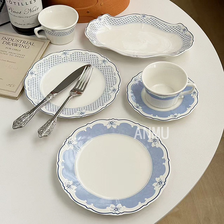 安木良品 大厂订单 法式ins精致高级感陶瓷西餐咖啡杯碟菜盘子