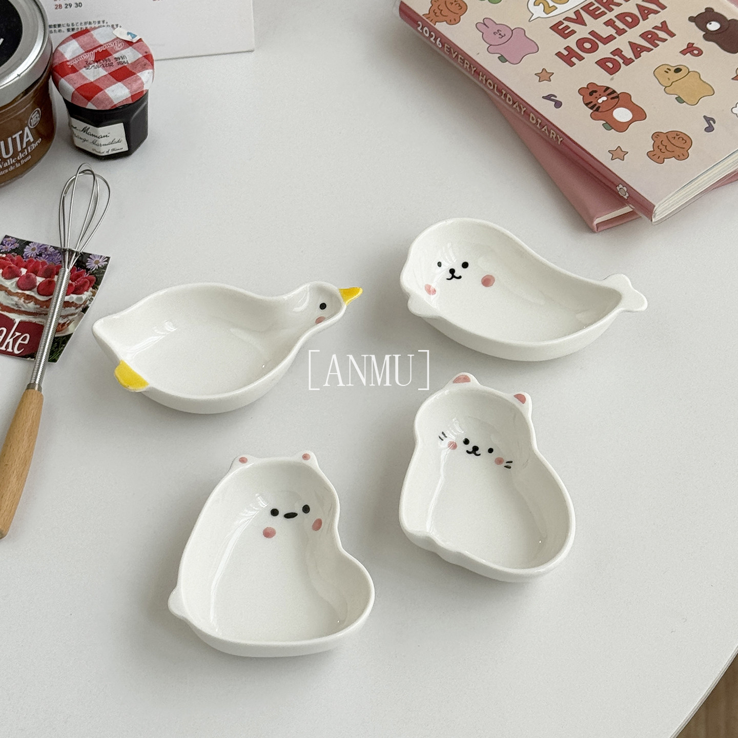 安木良品 韩国ins风创意可爱动物造型陶瓷小碗饺子油盐酱醋汁味碟