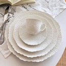 安木良品 轻奢精致浮雕珠点陶瓷咖啡茶杯碟西餐盘子 外贸出口 法式