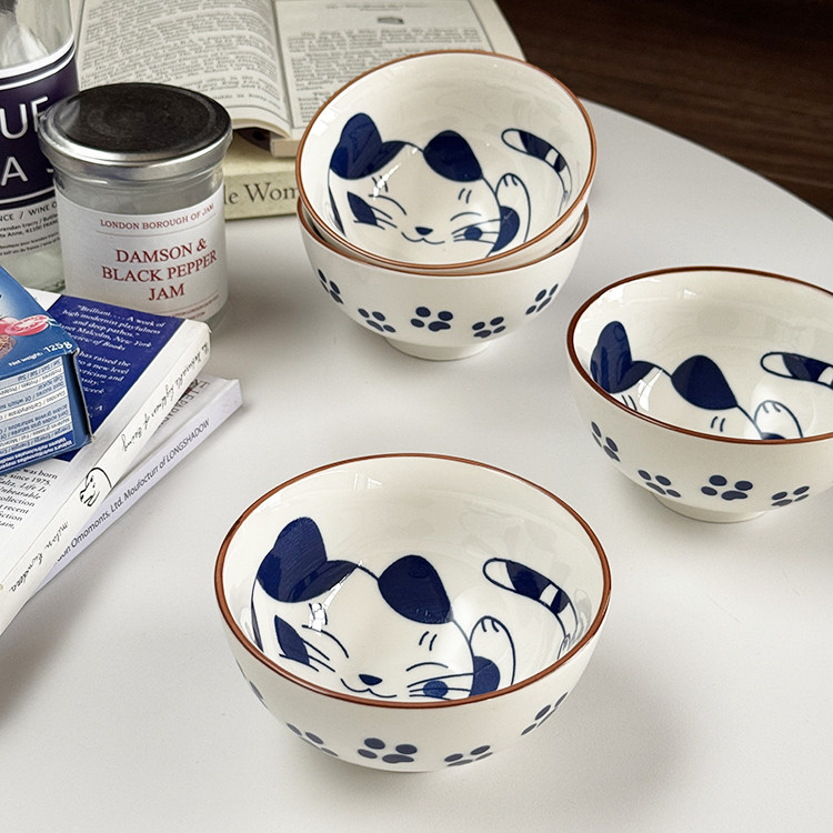 安木良品 外贸原单 日式ins可爱小猫早餐酸奶燕麦碗精致饭碗餐具,餐饮具,碗,淘宝优惠券,粉丝福利购,淘宝优惠卷