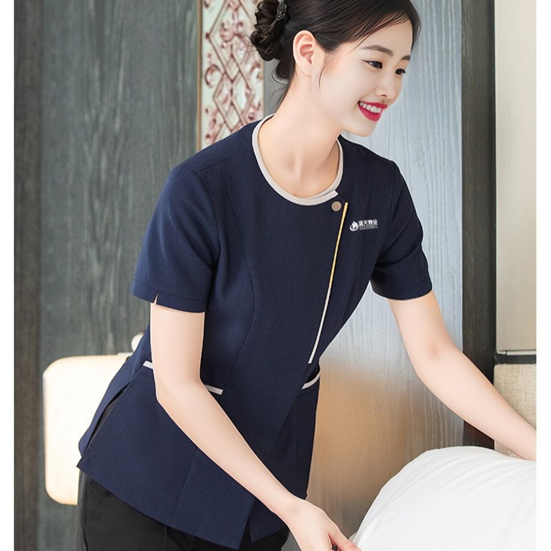 衣研堂酒店服务员工作服女新中式高端餐饮茶楼中餐厅定制夏装短袖
